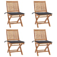  Folding Garden Chairs with Cushions 4 pcs Solid Teak Wood