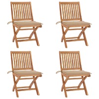  Folding Garden Chairs with Cushions 4 pcs Solid Teak Wood