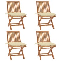  Folding Garden Chairs with Cushions 4 pcs Solid Teak Wood
