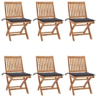  Folding Garden Chairs with Cushions 6 pcs Solid Teak Wood