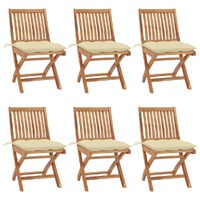 Folding Garden Chairs with Cushions 6 pcs Solid Teak Wood