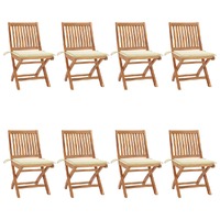  Folding Garden Chairs with Cushions 8 pcs Solid Teak Wood