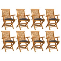  Garden Chairs with Anthracite Cushions 8 pcs Solid Teak Wood