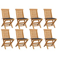  Garden Chairs with Anthracite Cushions 8 pcs Solid Teak Wood