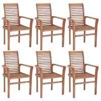  Stacking Dining Chairs 6 pcs Solid Teak Wood