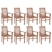  Stacking Dining Chairs 8 pcs Solid Teak Wood