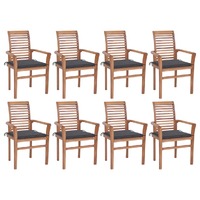  Dining Chairs 8 pcs with Anthracite Cushions Solid Teak Wood