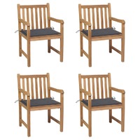  Garden Chairs 4 pcs with Anthracite Cushions Solid Teak Wood
