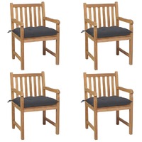  Garden Chairs 4 pcs with Anthracite Cushions Solid Teak Wood