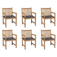  Garden Chairs 6 pcs with Anthracite Cushions Solid Teak Wood