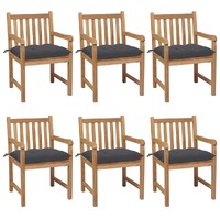  Garden Chairs 6 pcs with Anthracite Cushions Solid Teak Wood