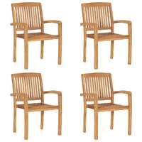  Stacking Garden Chairs 4 pcs Solid Teak Wood