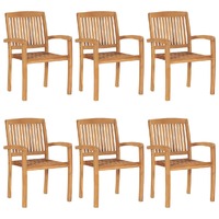  Stacking Garden Chairs 6 pcs Solid Teak Wood