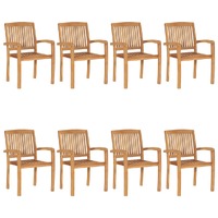  Stacking Garden Chairs 8 pcs Solid Teak Wood