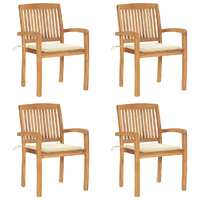  Stacking Garden Chairs with Cushions 4 pcs Solid Teak Wood