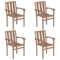  Stackable Garden Chairs 4 pcs Solid Teak Wood