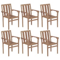  Stackable Garden Chairs 6 pcs Solid Teak Wood