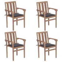  Stackable Garden Chairs with Cushions 4 pcs Solid Teak Wood