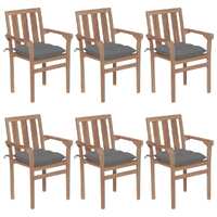  Stackable Garden Chairs with Cushions 6 pcs Solid Teak Wood