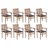  Stackable Garden Chairs with Cushions 8 pcs Solid Teak Wood