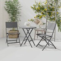  3 Piece Folding Bistro Set Steel Grey