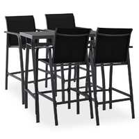  5 Piece Garden Bar Set Black