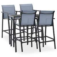 5 Piece Garden Bar Set Black and Grey