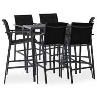  7 Piece Garden Bar Set Black