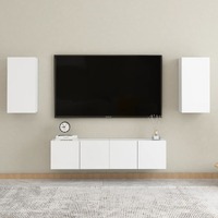  4 Piece TV Cabinet Set White Engineered Wood