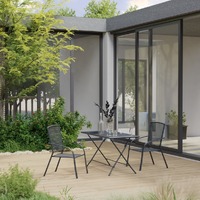  3 Piece Garden Dining Set Steel Anthracite