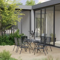  7 Piece Garden Dining Set Steel Anthracite