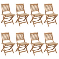  Folding Garden Chairs 8 pcs with Cushions Solid Acacia Wood