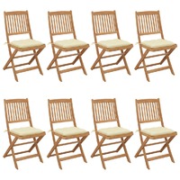  Folding Garden Chairs 8 pcs with Cushions Solid Acacia Wood