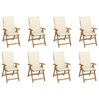  Folding Garden Chairs with Cushions 8 pcs Solid Wood Acacia