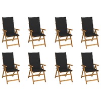  Folding Garden Chairs with Cushions 8 pcs Solid Wood Acacia