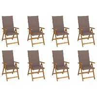  Folding Garden Chairs with Cushions 8 pcs Solid Wood Acacia