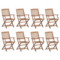  Folding Outdoor Chairs 8 pcs Solid Wood Acacia