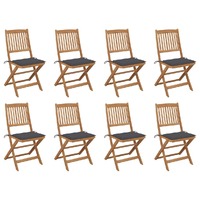  Folding Outdoor Chairs with Cushions 8 pcs Solid Wood Acacia