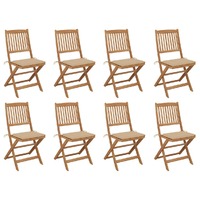  Folding Outdoor Chairs with Cushions 8 pcs Solid Wood Acacia