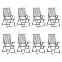  Garden Reclining Chairs 8 pcs Grey Solid Wood Acacia