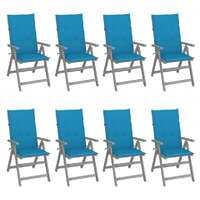  Garden Reclining Chairs with Cushions 8 pcs Grey Wood Acacia