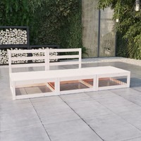  3 Piece Garden Lounge Set White Solid Wood Pine