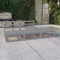  3 Piece Garden Lounge Set Grey Solid Wood Pine