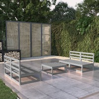  5 Piece Garden Lounge Set Grey Solid Pinewood