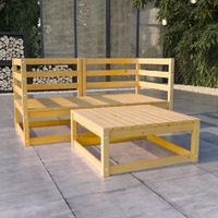  3 Piece Garden Lounge Set Solid Pinewood