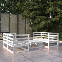  5 Piece Garden Lounge Set White Solid Pinewood