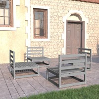  4 Piece Garden Lounge Set Grey Solid Pinewood