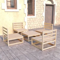  5 Piece Garden Lounge Set Solid Pinewood