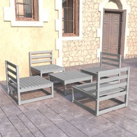  5 Piece Garden Lounge Set Grey Solid Pinewood