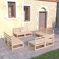  8 Piece Garden Lounge Set Solid Pinewood
